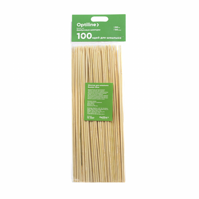 Шампура для шашлыка OPTILINE 25 см, 100 шт., бамбуковые